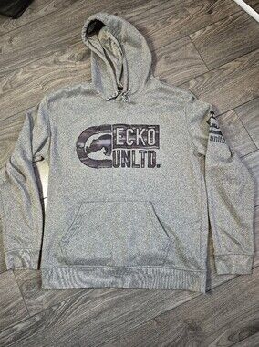 Ecko Unlimited Men's Gray Camo Logo Hoodie